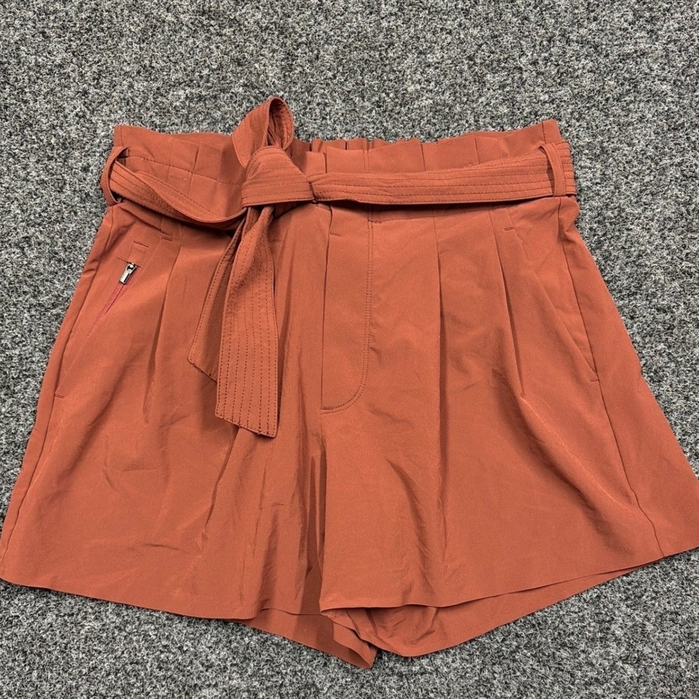 Athleta Shorts Womens 4 Orange Skyline Short II Paperbag Waist Hiking Travel SEO